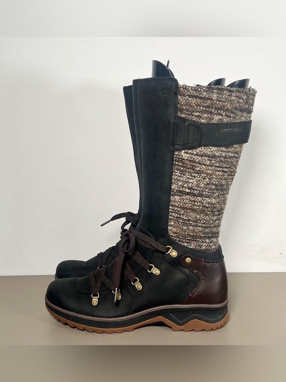 MERRELL Dark Earth Eventyr Peak Waterproof Mid Calf Flat Boots Leather Size 10